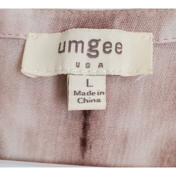 Umgee Blouse Womens Large Tie Dyed Tunic Keyhole Neck Flowy Gauzy Beige Brown - Picture 3 of 7